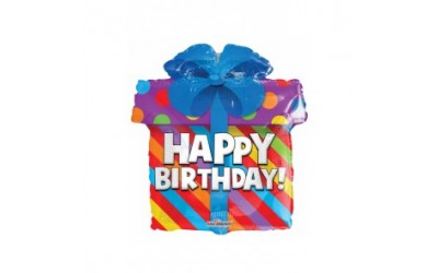 Folieballon Happy Birthday cadeau (zonder helium)